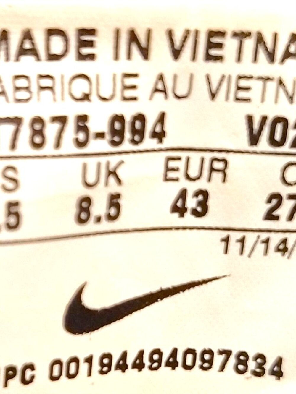 PRISTINE NIKE JORDAN AIR FORCE 1 BLACK & GREY CT7875-994 MENS SIZE 9.5M AF1 BOX - Picture 6 of 6